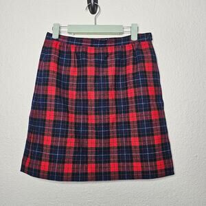 Vintage PENDLETON manson Tartan Red Plaid Pencil Skirt 100% wool size 12
